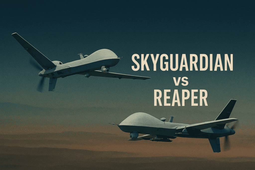A visual representation of MQ-9B Skyguardian vs Reaper. illustrative, not actual image.